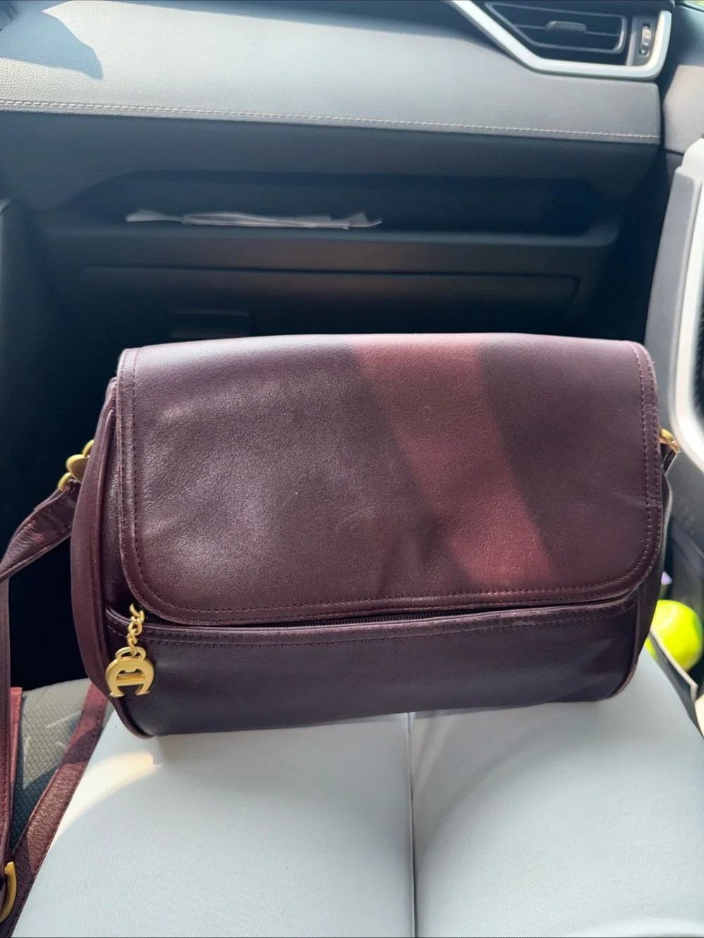 Etienne Aigner Burgundy Leather Crossbody with Gold Hardware